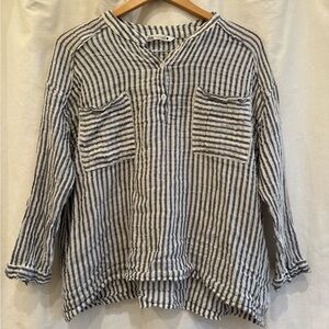 Zara Navy and White Striped Shirt